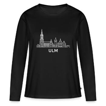 Ulm en blanc - T-shirt manches longues Premium bio Femme - noir - Devant - Julia (174cm)