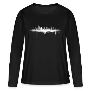 Horizon de Shanghai, Chine - T-shirt manches longues Premium bio Femme - noir - Devant - Julia (174cm)