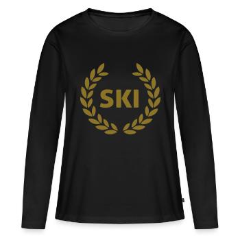 ski - Frauen Premium Bio Langarmshirt - Schwarz - Vorne - Julia (174cm)