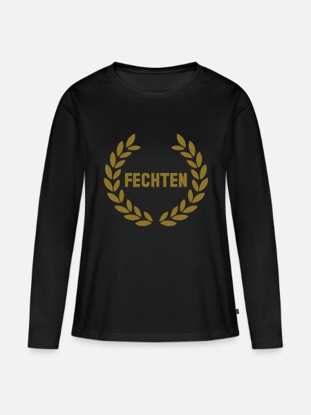 fechten deluxe - Frauen Premium Bio Langarmshirt - Schwarz