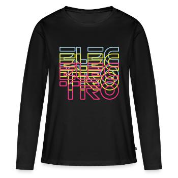 Electro typo - T-shirt manches longues Premium bio Femme - noir - Devant - Julia (174cm)