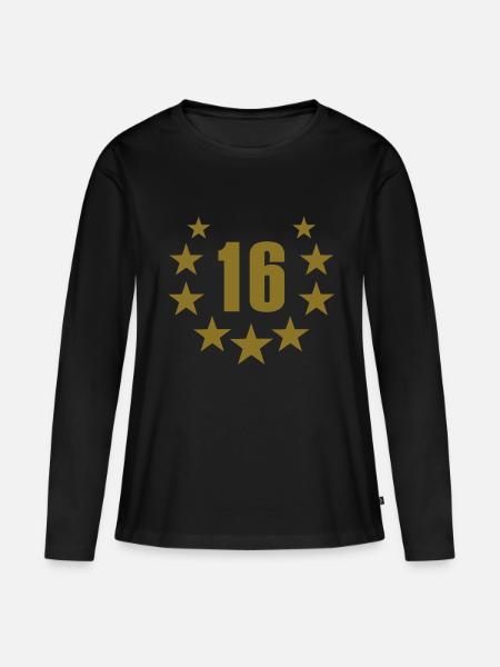16 deluxe - Frauen Premium Bio Langarmshirt - Schwarz
