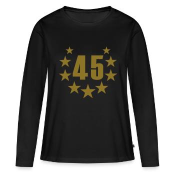 45 deluxe - T-shirt manches longues Premium bio Femme - noir - Devant - Julia (174cm)