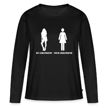 mon petit ami de votre ami - T-shirt manches longues Premium bio Femme - noir - Devant - Julia (174cm)