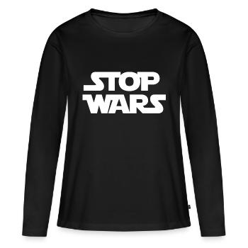 Stop Wars (blanc) - T-shirt manches longues Premium bio Femme - noir - Devant - Julia (174cm)
