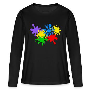 Splashes of paint blots paint splash painter artist - Women's Premium Organic Long Sleeve Shirt - black - Front - Julia (174cm)