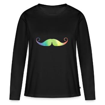 Sainte moustache - T-shirt manches longues Premium bio Femme - noir - Devant - Julia (174cm)