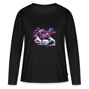Unicorn Foal 80s Retro Violet - Women's Premium Organic Long Sleeve Shirt - black - Front - Julia (174cm)