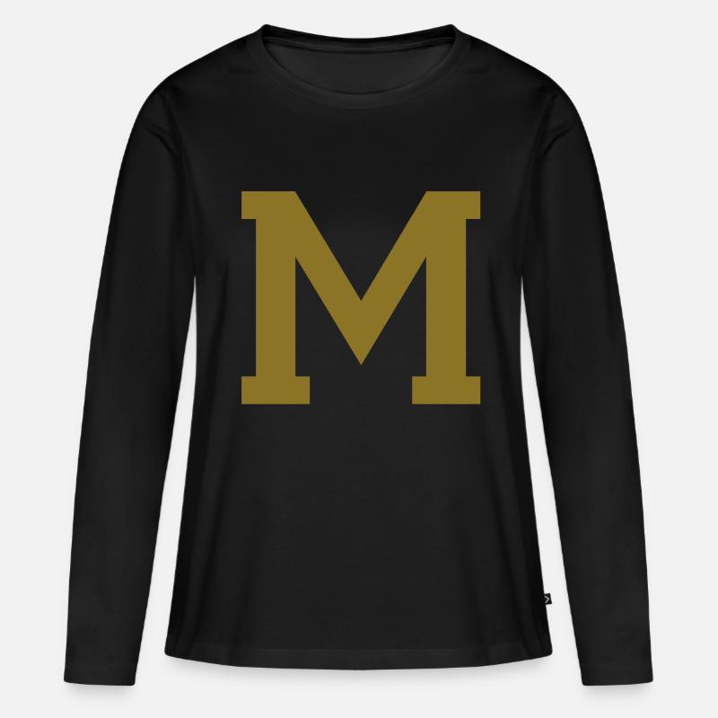 m - buchstabe - Frauen Premium Bio Langarmshirt - Schwarz