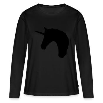 Profil de licorne - T-shirt manches longues Premium bio Femme - noir - Devant - Julia (174cm)