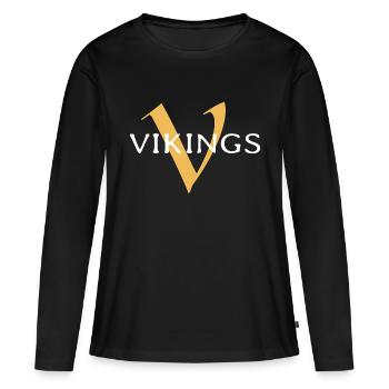 Vikings - T-shirt manches longues Premium bio Femme - noir - Devant - Julia (174cm)