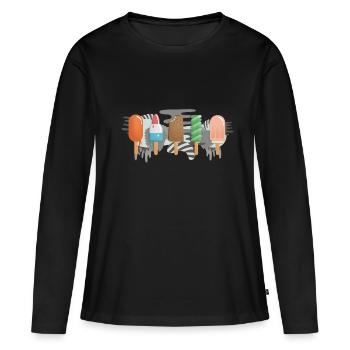 Eis am Stiel - Frauen Premium Bio Langarmshirt - Schwarz - Vorne - Julia (174cm)