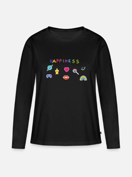 Glück - Frauen Premium Bio Langarmshirt - Schwarz