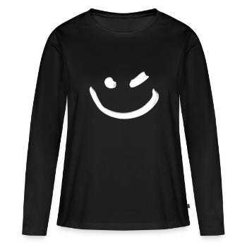 Sourire clin d'oeil blanc - T-shirt manches longues Premium bio Femme - noir - Devant - Julia (174cm)