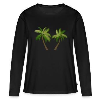 palmier arbre palmiers - T-shirt manches longues Premium bio Femme - noir - Devant - Julia (174cm)