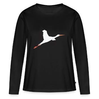 La cigogne s'envole - T-shirt manches longues Premium bio Femme - noir - Devant - Julia (174cm)