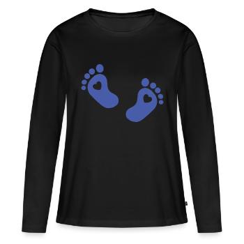 Pieds de bébé Pied de bébé bleu - T-shirt manches longues Premium bio Femme - noir - Devant - Julia (174cm)