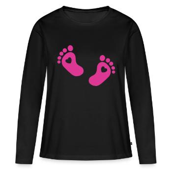 Pieds de bébé Pied de bébé rose - T-shirt manches longues Premium bio Femme - noir - Devant - Julia (174cm)