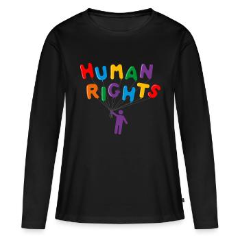 Droits humains - T-shirt manches longues Premium bio Femme - noir - Devant - Julia (174cm)