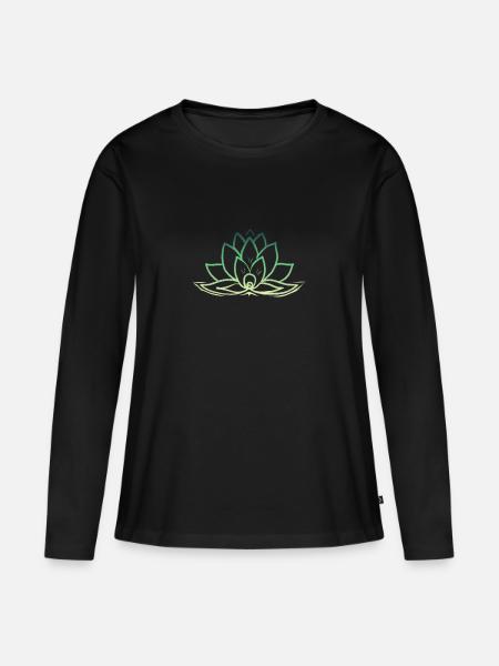 Lotus - Frauen Premium Bio Langarmshirt - Schwarz