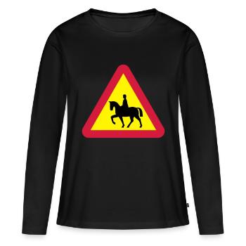 Avertissement de cheval - T-shirt manches longues Premium bio Femme - noir - Devant - Julia (174cm)