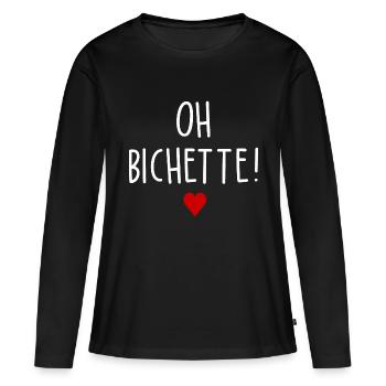 oh bichette - T-shirt manches longues Premium bio Femme - noir - Devant - Julia (174cm)
