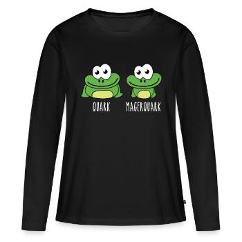 jolies grenouilles Quark Magerquark jeu de mots - T-shirt manches longues Premium bio Femme - noir - Devant - Julia (174cm)