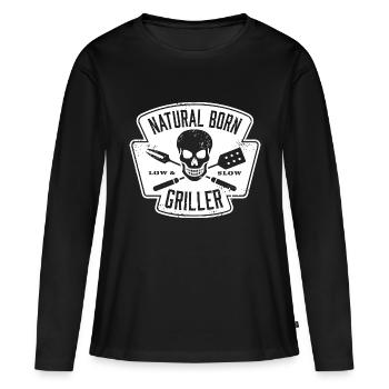 NATURAL BORN GRILLER - Grillen BBQ Steak Barbecue - T-shirt manches longues Premium bio Femme - noir - Devant - Julia (174cm)