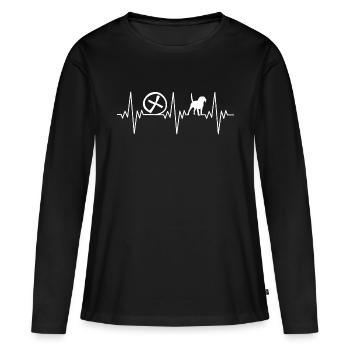 Geocaching track dog Hund Hunde Geschenk - Frauen Premium Bio Langarmshirt - Schwarz - Vorne - Julia (174cm)
