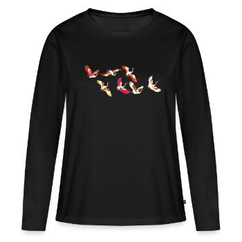 Grues - T-shirt manches longues Premium bio Femme - noir - Devant - Julia (174cm)