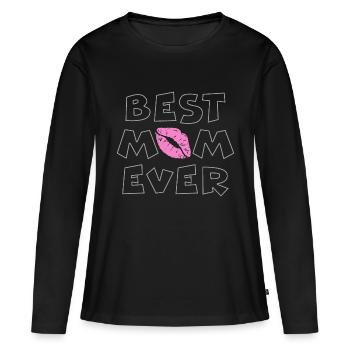 Best mom ever - Frauen Premium Bio Langarmshirt - Schwarz - Vorne - Julia (174cm)