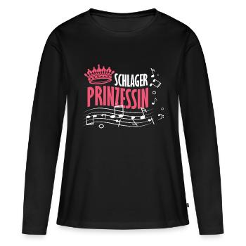 Schlager Prinzessin / Schlager Party, Volsmusik - Frauen Premium Bio Langarmshirt - Schwarz - Vorne - Julia (174cm)