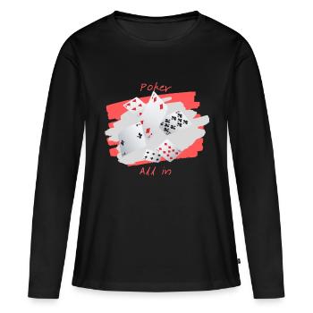 Poker All in - T-shirt manches longues Premium bio Femme - noir - Devant - Julia (174cm)