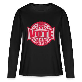 votre vote compte citation - T-shirt manches longues Premium bio Femme - noir - Devant - Julia (174cm)