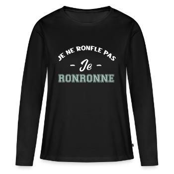 je ne ronfle pas je ronronne - T-shirt manches longues Premium bio Femme - noir - Devant - Julia (174cm)