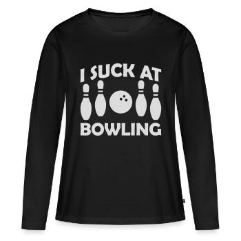 Je suis nul au bowling - T-shirt manches longues Premium bio Femme - noir - Devant - Julia (174cm)