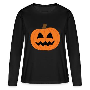 Kürbis - Frauen Premium Bio Langarmshirt - Schwarz - Vorne - Julia (174cm)