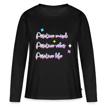 Positif - T-shirt manches longues Premium bio Femme - noir - Devant - Julia (174cm)