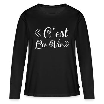c'est la vie. C'est la vie! cadeau. - T-shirt manches longues Premium bio Femme - noir - Devant - Julia (174cm)