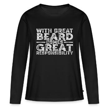 Avec une grande barbe vient une grande responsabilité - T-shirt manches longues Premium bio Femme - noir - Devant - Julia (174cm)
