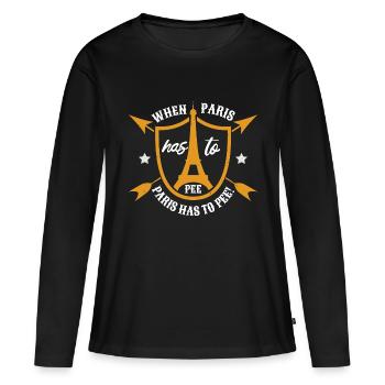QUAND PARIS DOIT PAYER PARIS DOIT FAIRE - T-shirt manches longues Premium bio Femme - noir - Devant - Julia (174cm)