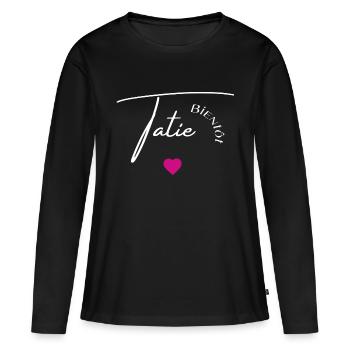 Bientôt tatie - T-shirt manches longues Premium bio Femme - noir - Devant - Julia (174cm)