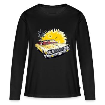 Voiture cabriolet américaine - T-shirt manches longues Premium bio Femme - noir - Devant - Julia (174cm)