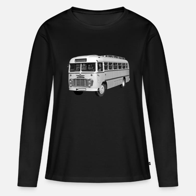 Bus Ikarus 31 Ungarn DDR Ostalgie Oldtimer - Frauen Premium Bio Langarmshirt - Schwarz