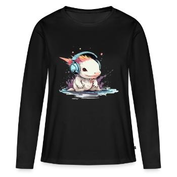 Bizi l'axolotl audiophile - T-shirt manches longues Premium bio Femme - noir - Devant - Julia (174cm)
