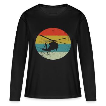 Hélicoptère Hélicoptère Rétro - T-shirt manches longues Premium bio Femme - noir - Devant - Julia (174cm)