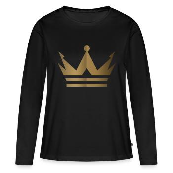 Logo de la Couronne - T-shirt manches longues Premium bio Femme - noir - Devant - Julia (174cm)