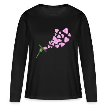 Rose au vent - T-shirt manches longues Premium bio Femme - noir - Devant - Julia (174cm)