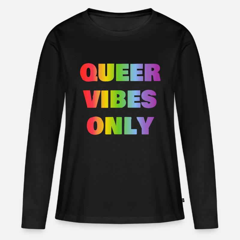 Queer Vibes Nur Regenbogen LGBT Pride - Frauen Premium Bio Langarmshirt - Schwarz
