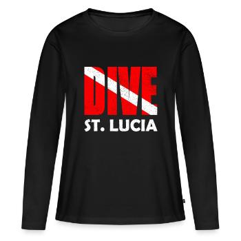 Dive St. Lucia - Diver Down Flag Scuba Diving - T-shirt manches longues Premium bio Femme - noir - Devant - Julia (174cm)
